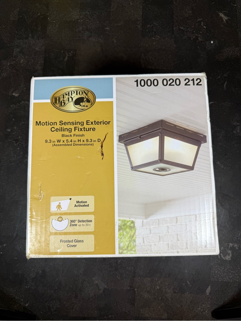 Hampton Bay Black Motion-Sensing Exterior Ceiling Fixture